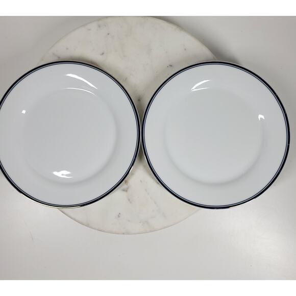 Williams Sonoma Open Kitchen Salad Plate 9" Gold Trim Porcelain 2-Pc Dinnerware - Picture 11 of 16